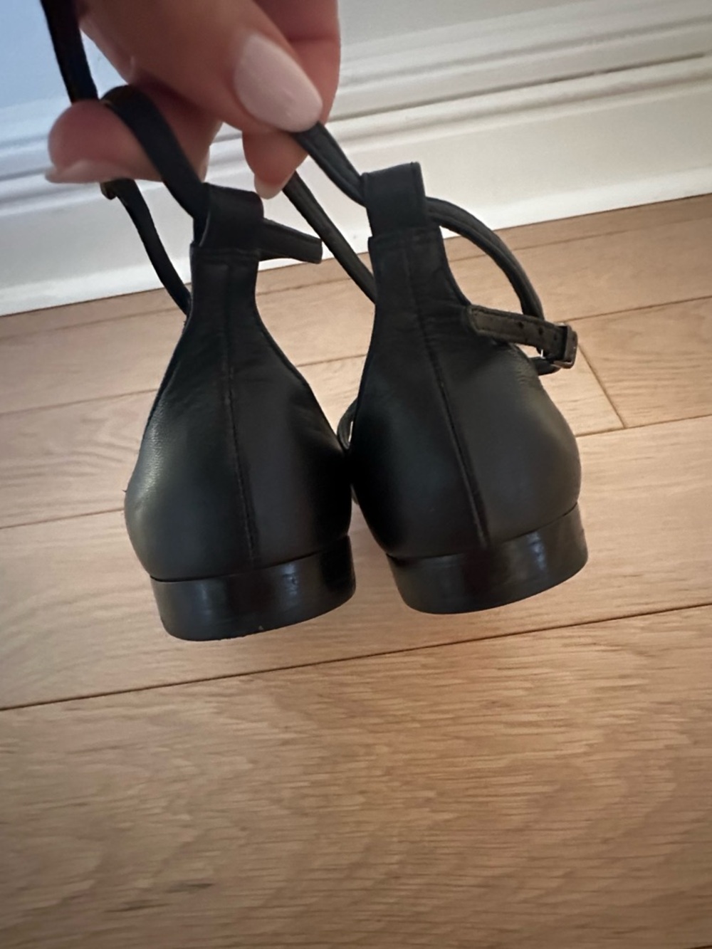 Vintage Via Spiga butter soft black leather ballet flats ankle strap size 6 - Picture 9 of 16
